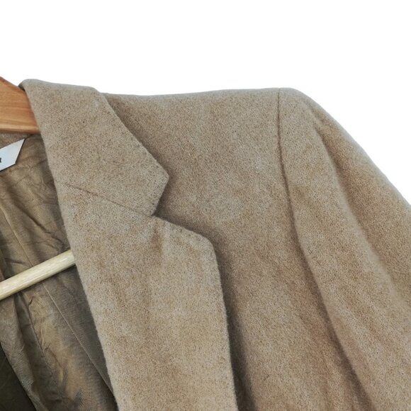 Vintage Camel Hair Blazer Size 10 Corporate Woman Lined Jacket Leather Buttons - Picture 3 of 11